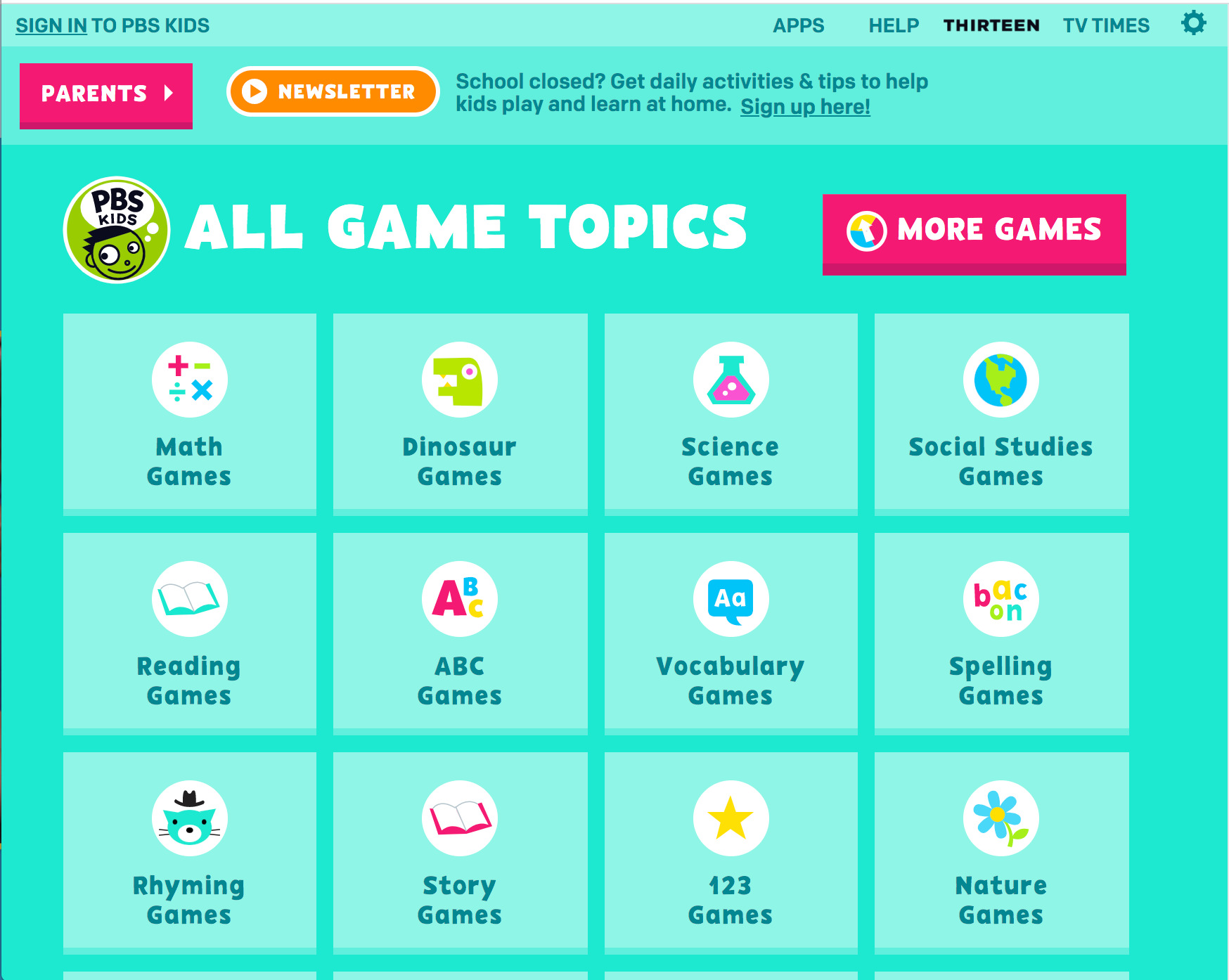 Pbs Kids Games Learning